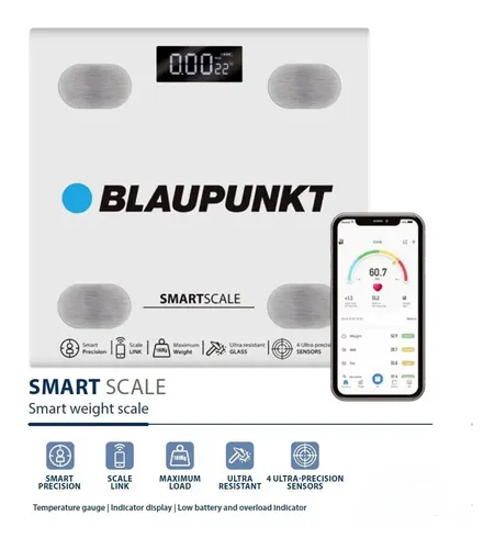 Balanza Digital De Baño Blaupunkt Smart Scale 180kg Vidrio