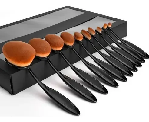 Set 10 Brochas Ovalo Para Maquillaje Sombras Contorno M3065