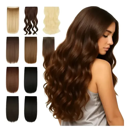 Cortinas De Pelo: Cabello Sintetico Premium Extensiones Rubio 12/613 Lacio