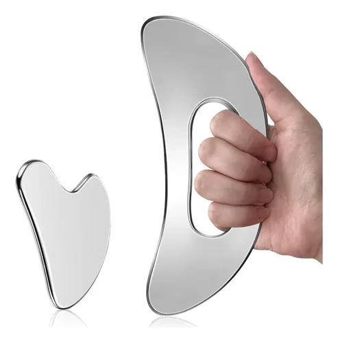 Set Gua Sha Facial Grande Acero Para Drenaje Y Masaje