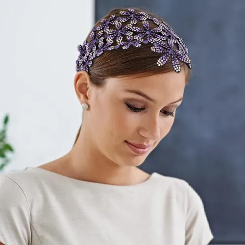 Accesorios De Moda Diadema Ancha Con Diamantes Imitación