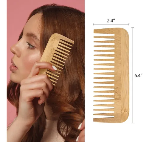 7 Cepillo De Bambú Para Cabello Antiencrespamiento Kit Peine