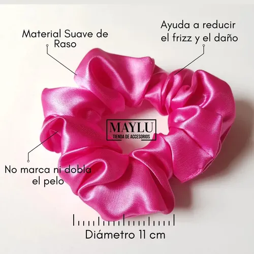 Scrunchie Saten, Colita De Raso Anti Frizz Fucsia