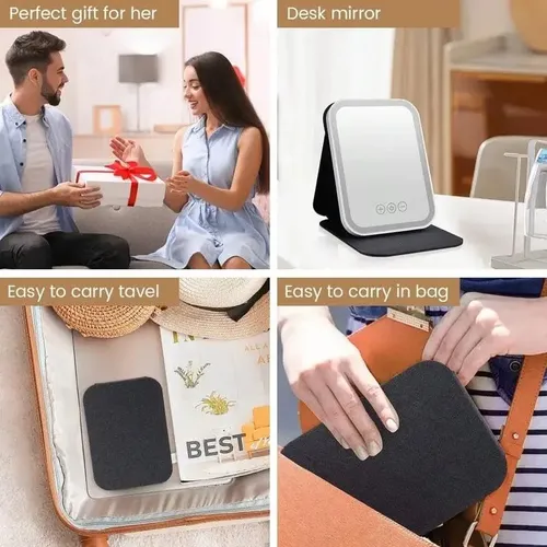 Light Mirror, Portable Foldable Makeup Mirror, 3 Color