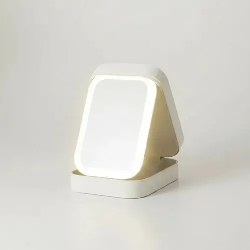 Espejo De Maquillaje Con Luz Led Y Caja Organizadora Blanco