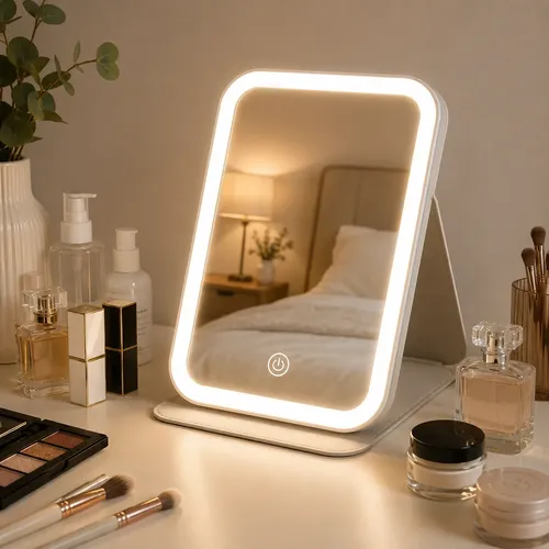 Espejo Con Luz Led Maquillaje Táctil Recargable Usb Premium