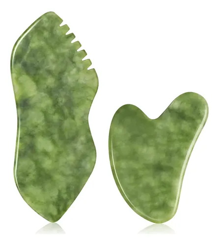 Set De Gua Sha Airogym De Piedra Jade Para Masaje Facial Par