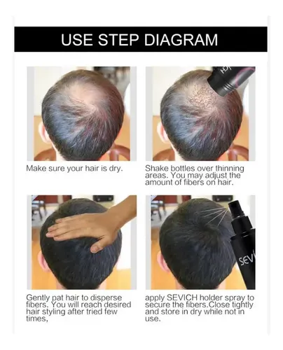 Polvo De Fibra Capilar Negro Cubre Raíz De Cabello Calvicie