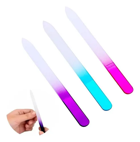 Pack De 3 Limas De Vidrio Templado Cristal Para Uñas
