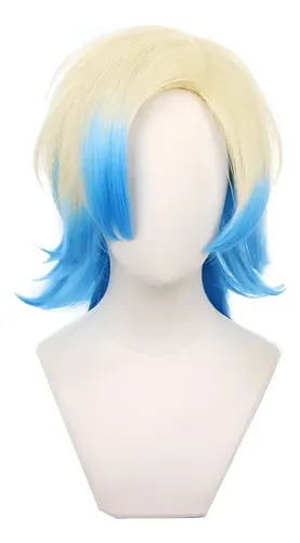 Peruca Cosplay Caesar Blue Lock, Cabelo Longo 60cm