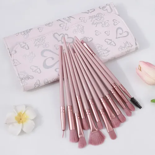 Set De 12 Pinceles De Maquillaje Para Ojos Con Estuche