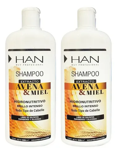 Shampoo Uso Profesional Avena Y Miel Han 500ml Pack X2u