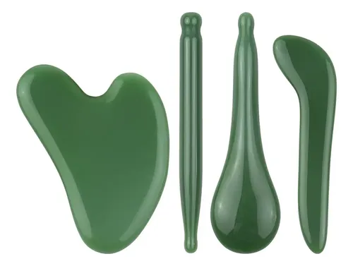 Juego De Herramientas Jade Gua Sha, Paquete De 4, Para Masaj