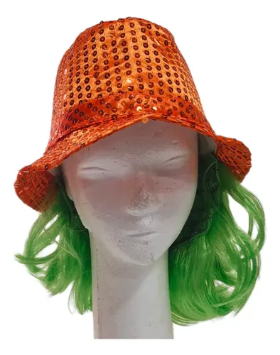 Gorro Funyi Brilloso Con Peluca Lacia-cotillón Fiestas X 1