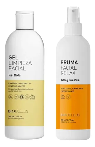 Biobellus Gel Limpieza Facial Piel Mixta Libre Parabenos + Bruma Relax