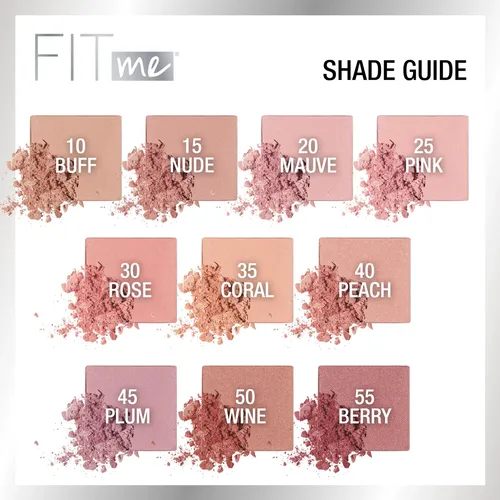 Colorete En Polvo Maybelline Fit Me, Malva, Ligero Y Durader