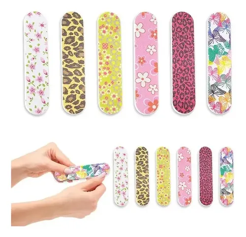 3 Limas Mini Estampadas Para Manicuria Uñas Esculpidas
