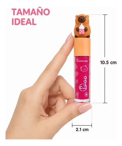 Lip Gloss Capibara Kawaii Brillo Labial Glitter X2