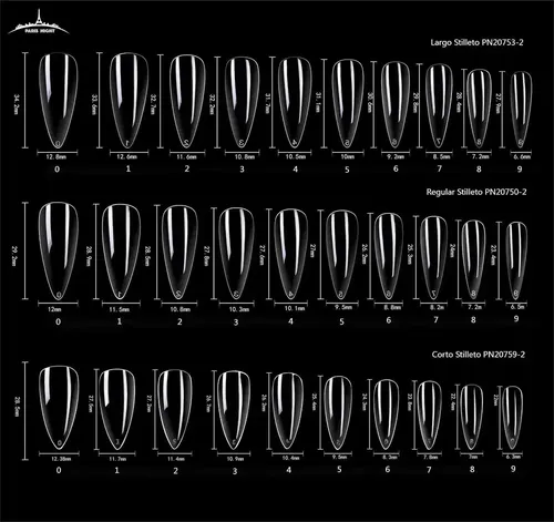 Tips Soft Gel Y Press On X500 Stiletto Largo Paris Night Uña