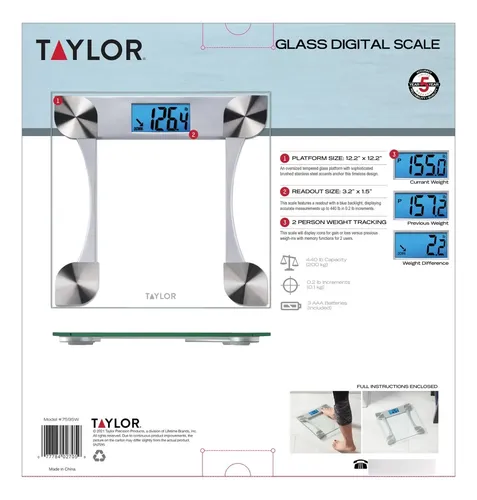 Báscula De Baño Taylor Digital Con Capacidad Para 440 Libras