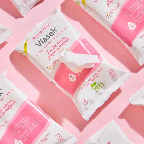 Viasek Toallitas Húmedas Higiene Intima Femenina pack x16 toallitas