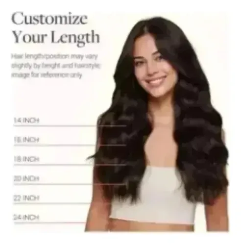 Extension Cortina De Pelo Humano Real 35cm 100g Negro Jet