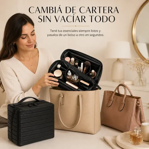 Neceser Organizador Maquillaje Viaje Bolsillos Plegable
