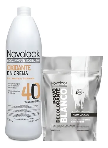 Agua Oxidante 40 Vol Y Polvo Decolorante Blanco X2 Novalook