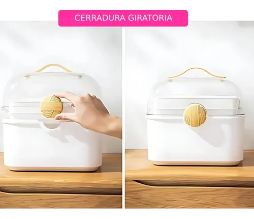 Baúl Organizador Multiuso Maquillaje Manija Tapa Transparent