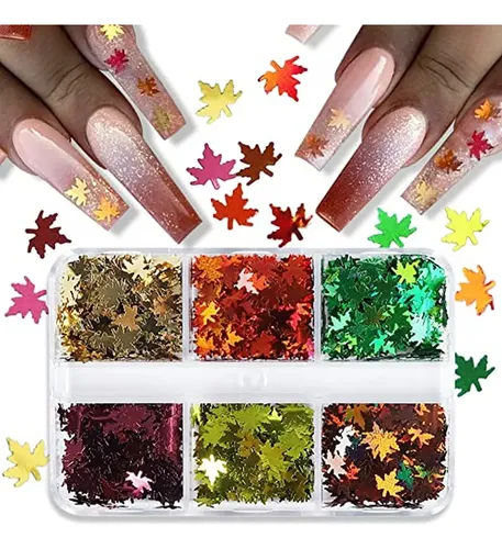Pegatinas 3d Para Decoración De Uñas De Otoño Con 6 Cuadrícu