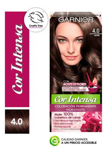 Kit Coloración Permanente Garnier Hidratante Cor Intensa Tono 4.0 Castaño