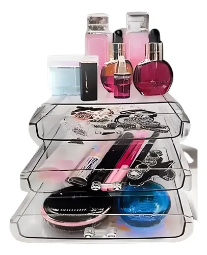 Organizador Maquillaje Cosmeticos Belleza 3 Cajones Plastico