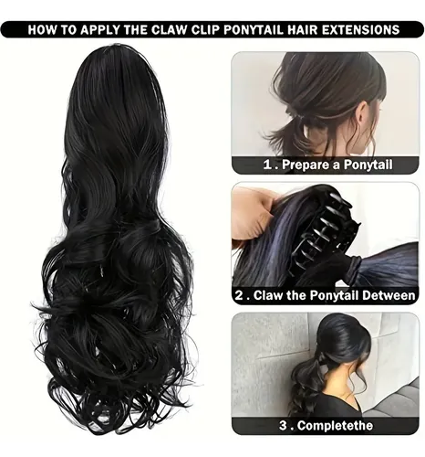 Cola De Caballo Postiza Con Clip Garra 56 Cm Sintética
