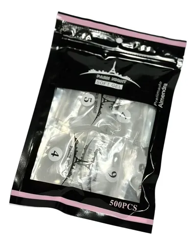 Tips Soft Gel Press On Paris Night Bolsa X500 Uñas Postizas