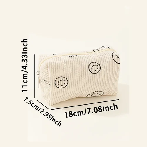 Bolso De Maquillaje De Pana Con Forma De Mini Sonrisa, 1