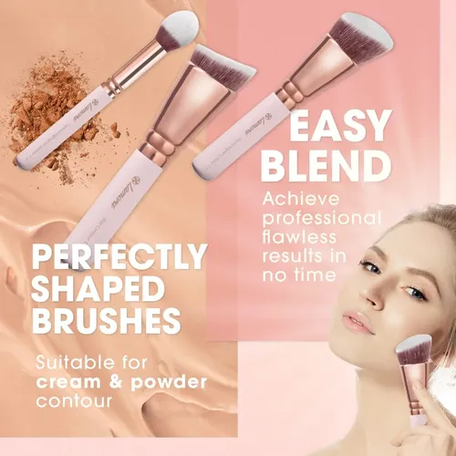 Pro Juego De Brochas Para Contorno Facial ‘ Kit De Esculpido Rosa
