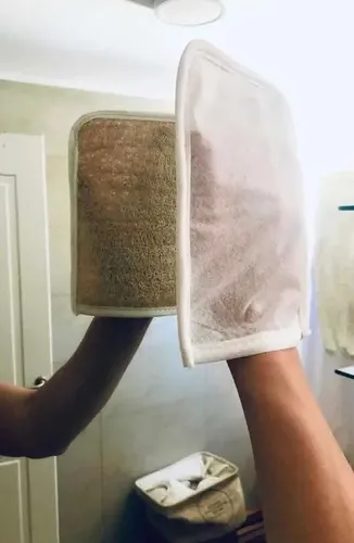 Manopla De Baño Exfoliante Vegetal Natural X 2 Unidades