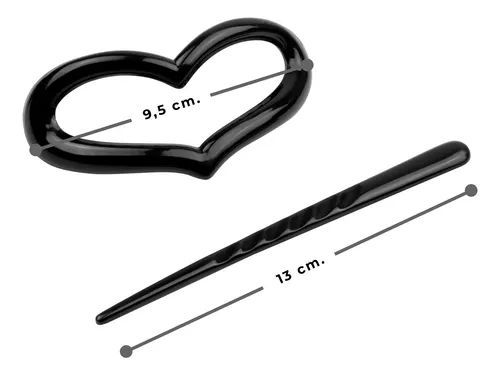 Hebillas Pasantes De Corazón De Pelo Para Rodete Pack X 12