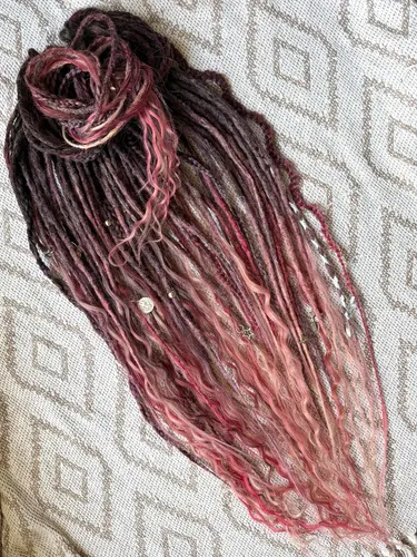 50 Dreads Rastas Mix De Y Se Rosa Berry 55 Cm Artesanales