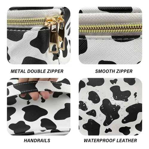 Neceser Deokke De 3 Piezas Para Viaje, Pu Impermeable, Negro