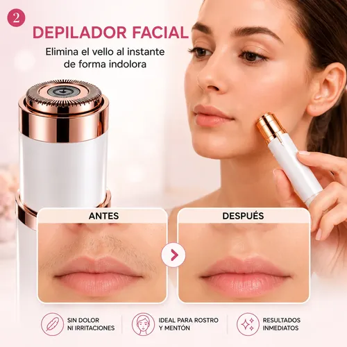 Depiladora Facial + Perfilador Cejas + Piedra Nano – Kit X3