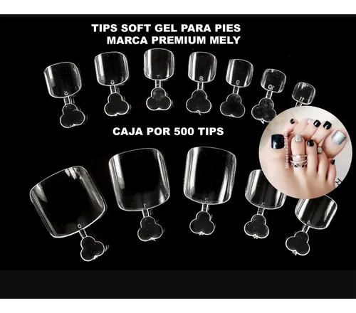 Uñas Postizas Para Pies X500 Tips Marca Mely Soft Gel Press