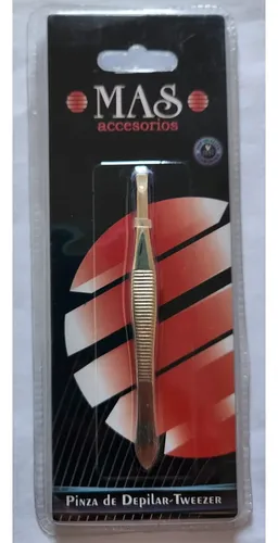 Pinza De Depilar Dorada Punta Recta Mas Accesorios Art 258