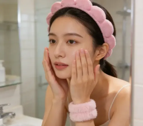 A Set Diadema Y Muñequeras Spa For Maquillaje Y Skincare C