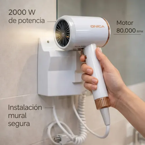 Secador De Pelo Para Amurar A Pared Hotelero Onica
