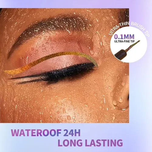 Maquillaje Delineador Sombra Naranja A Dorado Impermeable