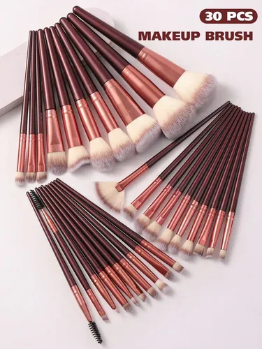 Set 30 Brochas Maquillaje Con Esponjas Y Vincha Con Neceser