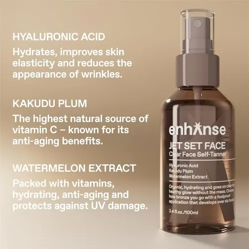 Spray Autobronceador Enhanse Jet Set Face Clear Para Hombre,
