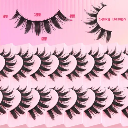 Pestañas Postizas Cosplay Anime Negras 8 Pares Suaves