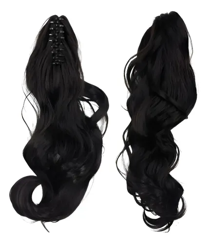 Cola de Caballo Fibra Sintética Negro #1 Extensión de Cabello 75 cm